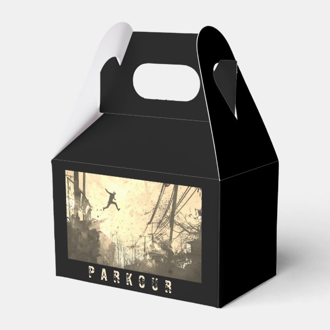 Parkour Urban Free Running Freestyling Art Sepia Favor Box (Front Side)