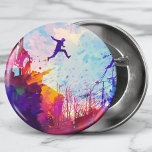 Parkour Urban Free Running Freestyling Modern Art 2 Inch Round Button<br><div class="desc">A colourful artist's impression of parkour being practiced in an urban back street.</div>