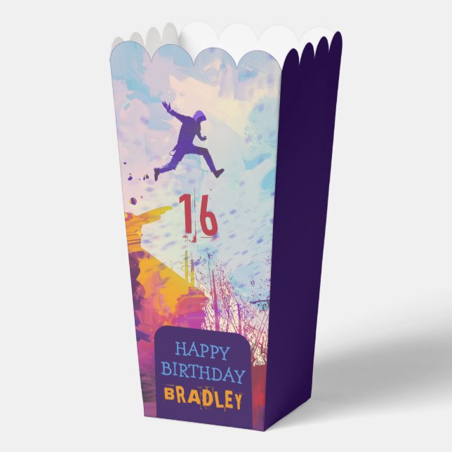 Parkour Urban Free Running Teen 16th Birthday Favor Box (Front)