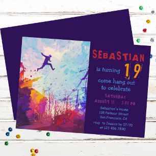 Parkour Urban Free Running Teen 19th Birthday Invitation