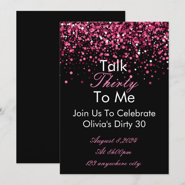 Parlez 30 à moi Invitation d'anniversaire (Devant / Derrière)