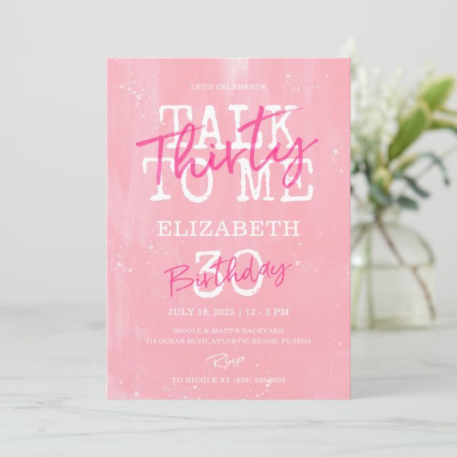 Parlez trente à moi 30e carte d'invitation anniver (Debout devant)