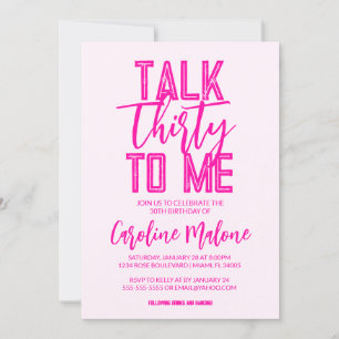 Parlez Trente À Moi Pink Invitation Anniversaire