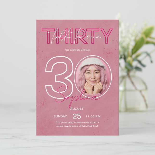 Parlez Trente Pour Moi Pink Anniversaire Carte d'i (Debout devant)