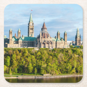 Parliament Hill in Ottawa - Ontario, Canada Square Paper Coaster