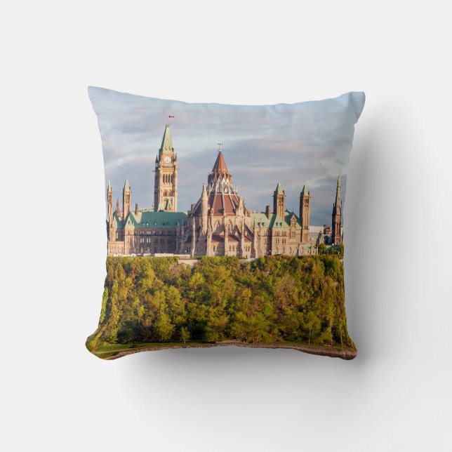 Parliament Hill in Ottawa - Ontario, Canada Throw Pillow (Front)