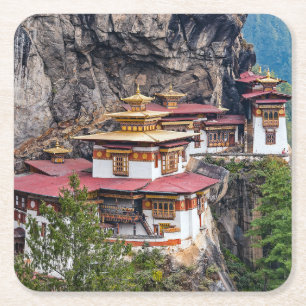Paro Taktsang: The Tiger's Nest Monastery - Bhutan Square Paper Coaster