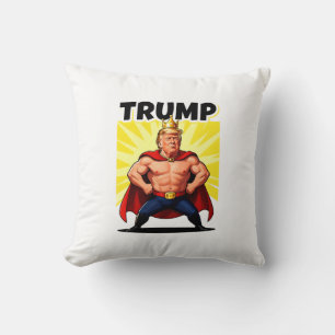Parodic Superhero Trump Caricature Throw Pillow