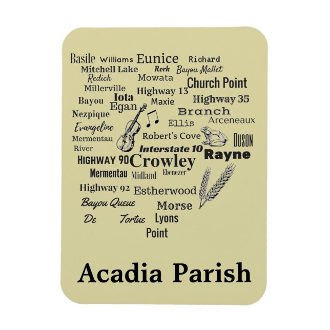 Paroisse Acadia Louisiana Villes et lieux Magnet (Vertical)