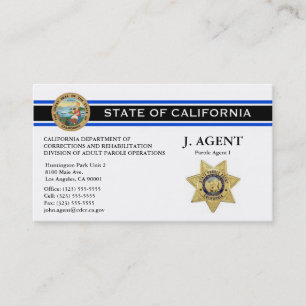 Parole Agent Business Card - Thin Blue Line