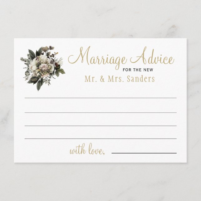 Parole de conseil mariage floral d'hiver (Devant)
