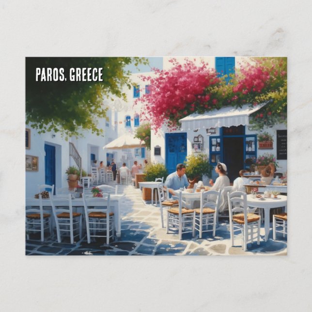 Paros Greece Islands Travel Cafe  Postcard (Front)