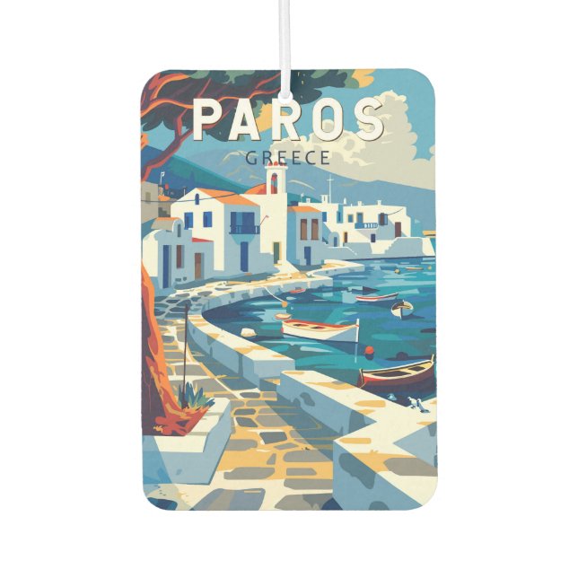 Paros Greece Travel Art Vintage Air Freshener (Front)