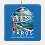Paros Greece Travel Art Vintage Ceramic Ornament<br><div class="desc">Paros retro vector travel design. Paros is a Greek island in the Aegean Sea best known for its beaches and traditional villages.</div>