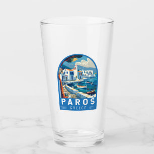 Paros Greece Travel Art Vintage Glass