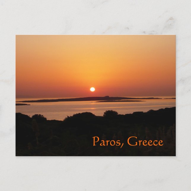 Paros Island, Greece Tranquil Sunset Postcard (Front)