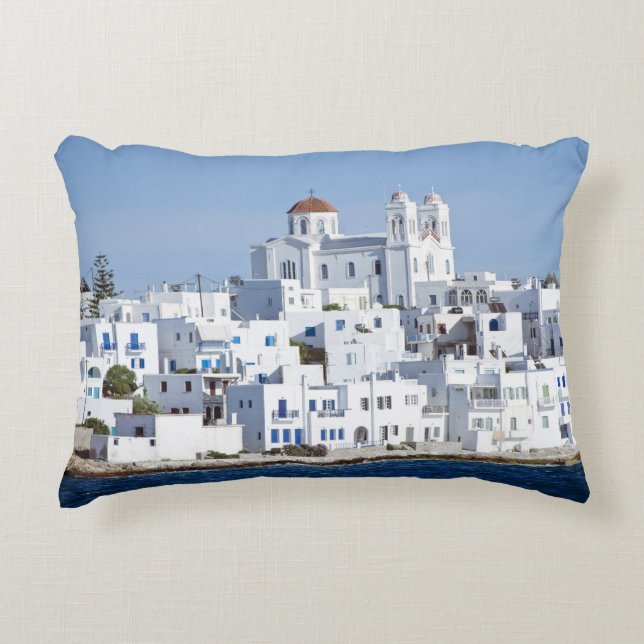 Paros Village Naoussa Island View Accent Pillow (Front)