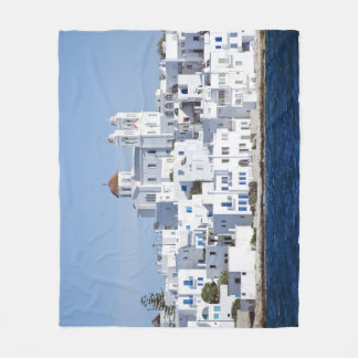 Paros Village Naoussa Island View Fleece Blanket