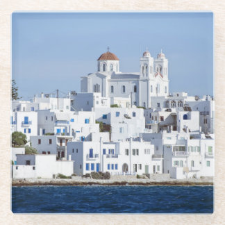 Paros Village Naoussa Island View Glass Coaster