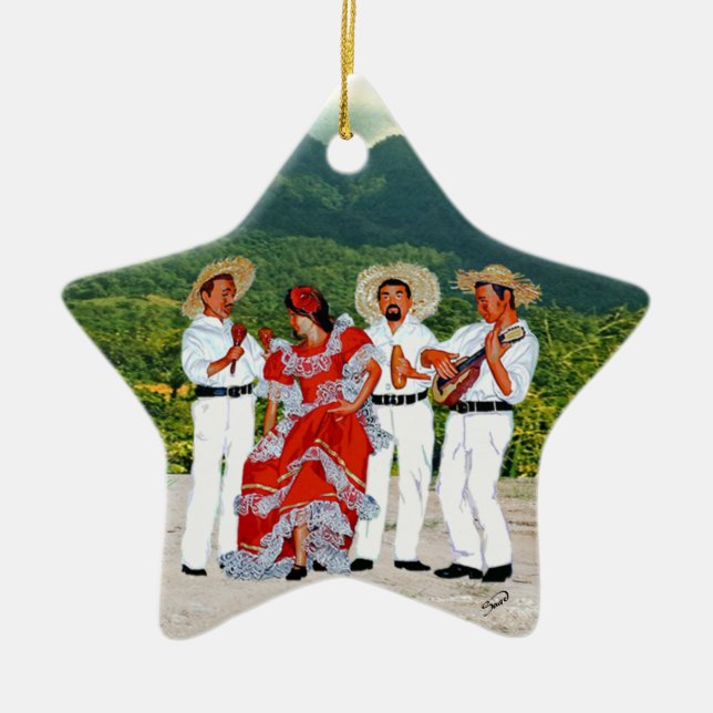Parranda Jíbara Ceramic Ornament (Front)