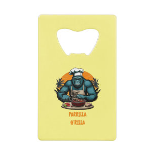 Parrilla G'rilla Master BBQ Griller Fun Pun Credit Card Bottle Opener