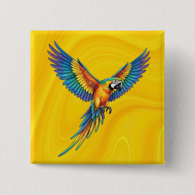 Parrot 2 Inch Square Button (Front)