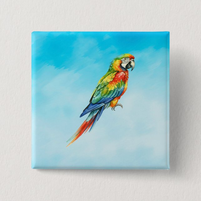 Parrot 2 Inch Square Button (Front)