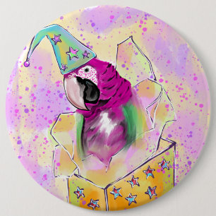 Parrot 6 Inch Round Button