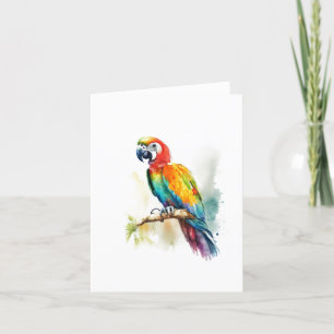 Parrot A Bird Portrait in Watercolors & Pen Holiday Card