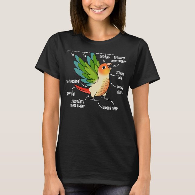 Parrot Anatomy I Green Cheek Pineapple Conure T-Shirt (Front)