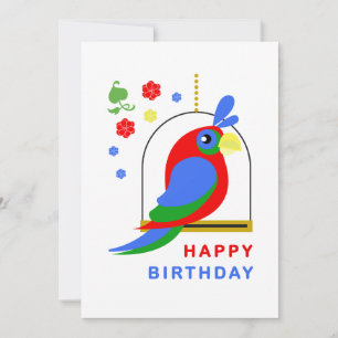 Parrot and Flowers Card