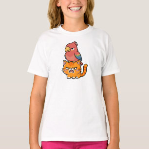 Parrot and Orange Cat T-Shirt