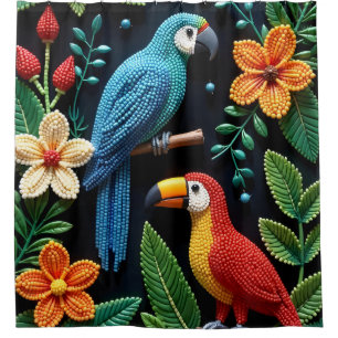 Parrot And Toucan in a Beaded Forest