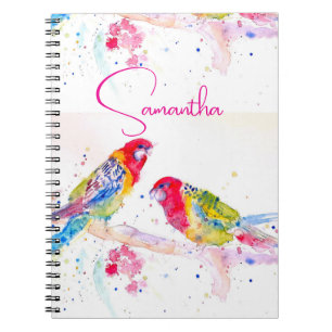 Parrot art Watercolour Painting Red Blue Colourful Notebook