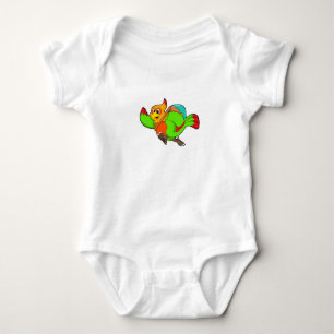 Parrot as Hiker with Backpack Baby Bodysuit