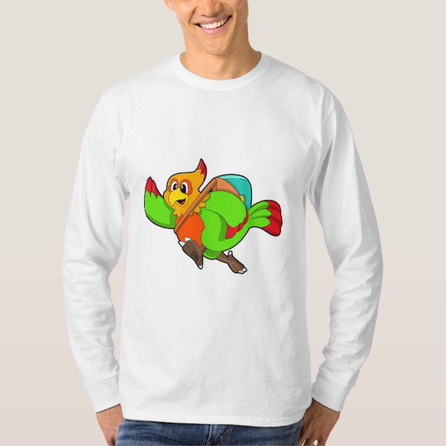 Parrot as Hiker with Backpack T-Shirt (Front)