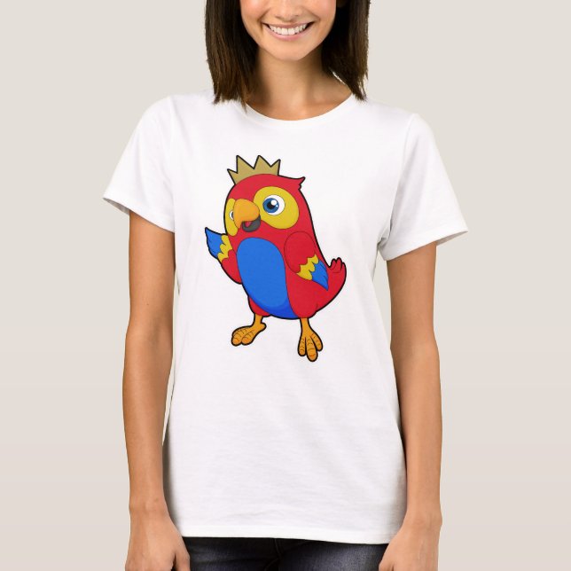Parrot as King with Crown T-Shirt (Front)