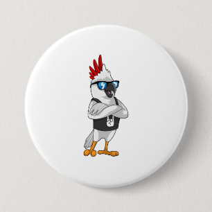 Parrot as Musician with Sunglasses 3 Inch Round Button