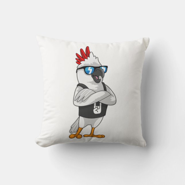 Parrot as Musician with Sunglasses Throw Pillow (Front)