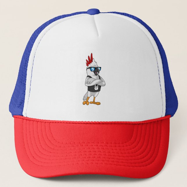 Parrot as Musician with Sunglasses Trucker Hat (Front)