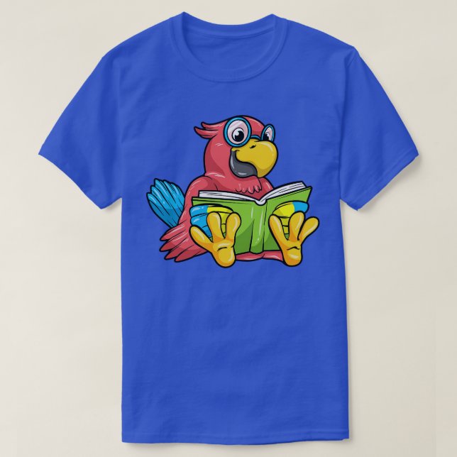 Parrot as Nerd with Glasses and Book T-Shirt (Design Front)