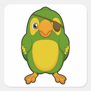 Parrot as Pirate with Eyepatch Square Sticker