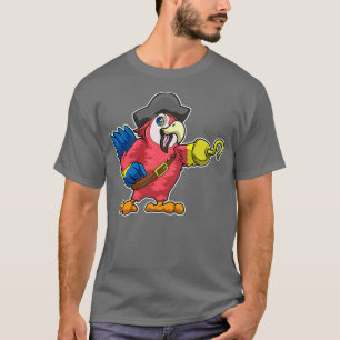 Parrot as pirate with Hook hand Pirate hat T-Shirt