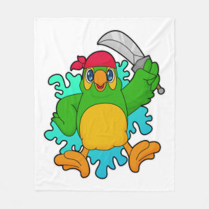 Parrot as Pirate with Sword Fleece Blanket