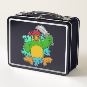 Parrot as Pirate with Sword Metal Lunch Box