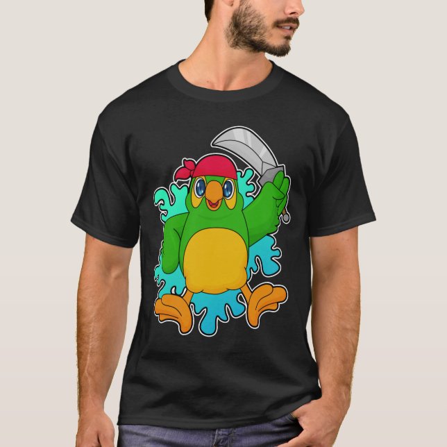 Parrot as Pirate with Sword T-Shirt (Front)