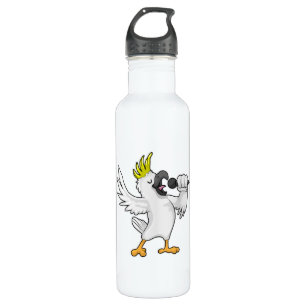 Parrot as Singer with Microphone 710 Ml Water Bottle