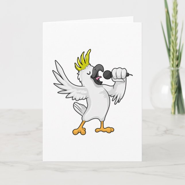 Parrot as Singer with Microphone Card (Front)