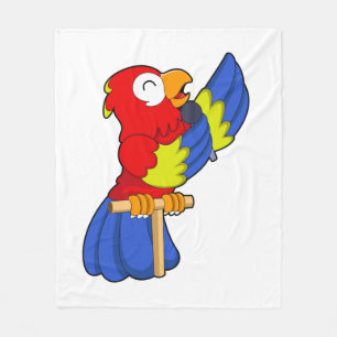 Parrot as Singer with Microphone Fleece Blanket