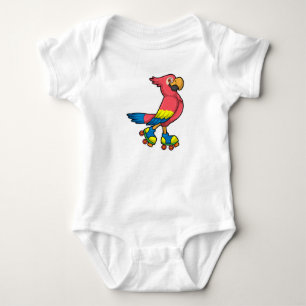 Parrot as Skater with Roller skates Baby Bodysuit